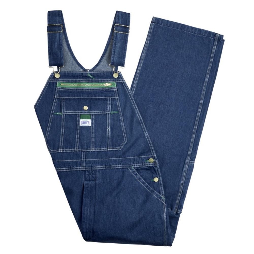 Liberty Men's Blue Denim Overalls with Green Accents